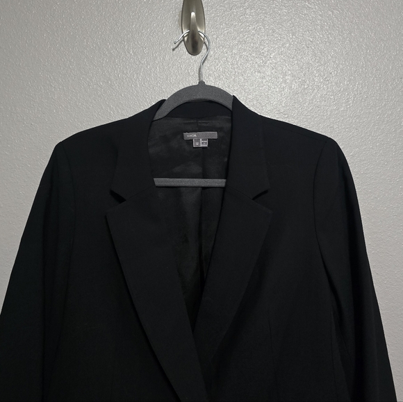 VINCE Wool Blend Double-Breasted Black Blazer Jacket - Picture 5 of 8